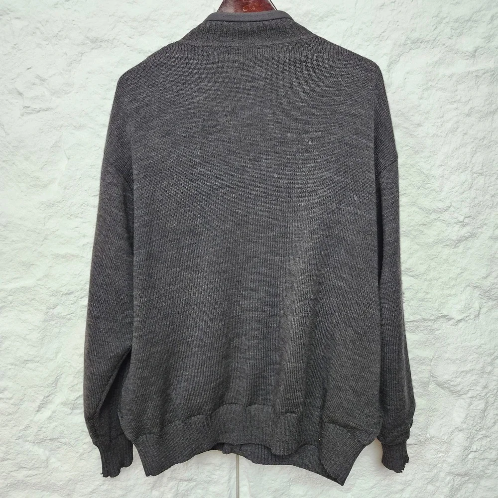 Orvis 100% Wool Full Zip Sweater Jacket XL Charcoal Cardigan Hunting Outdoor